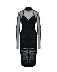 Платье драпированное двойное черное Versace jeans couture