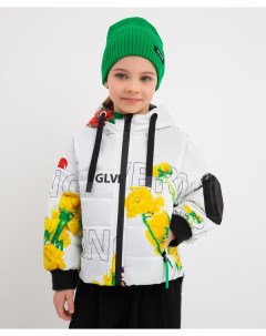 Куртка силуэта оверсайз с крупным цветочным рисунком мультицвет для девочек Gulliver