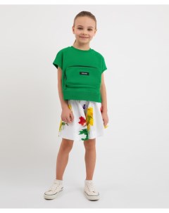 Юбка шорты с цветочным рисунком белая для девочки Gulliver