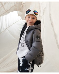Куртка утепленная стеганая с внутренними лямками серая для мальчика Gulliver