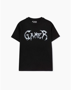 Чёрная футболка с принтом Gamer для мальчика Gloria jeans