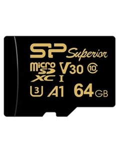Карта памяти 64GB SP064GBSTXDV3V1GSP microSDXC Class 10 UHS I U3 A1 100 80 Mb s Superior Golden A1 S Silicon power