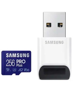 Карта памяти MicroSDXC 256GB MB MD256KB WW PRO Plus USB Reader U3 A2 V30 Samsung