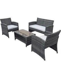 Комплект садовой мебели Lori искусственный ротанг серый диван 1 шт стол 1 шт кресло 2 шт подушки 3 ш Без бренда