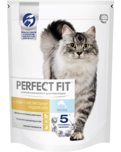 Sensitive сухой корм для кошек с чувствительным пищеварением Лосось 650 г Perfect fit