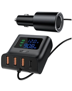 Автомобильное зарядное устройство Acefast B11 138W 3xUSB A + Type-C черное