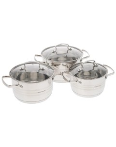Набор посуды нержавеющая сталь 6 предметов кастрюли 2 1 3 1 4 1 л индукция НМ 5106 Hoffmann