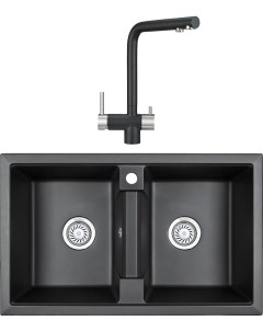 Комплект Мойка кухонная GR 8101 черный Смеситель GR 2305 черный Granula