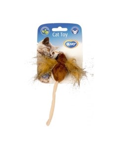 Игрушка для кошек мягкая с кошачьей мятой Мышка с пушистыми ушками коричневая Бельгия Duvo+
