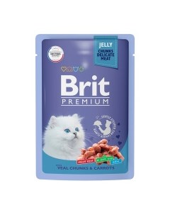 Premium Cat Kitten Корм влаж телятина с морковью в желе д котят пауч 85г Brit*