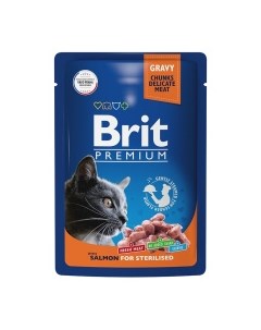 Premium Cat Sterilised Корм влаж лосось в соусе д стерилизованных кошек пауч 85г Brit*