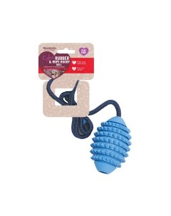 ROSEWOOD Игрушка для собак резиновая Мяч регби игольчатый на веревке голубая 76cм Rosewood (великобритания)