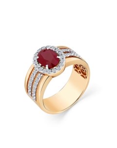 Кольцо с рубином и бриллиантами из красного золота Мастер бриллиант