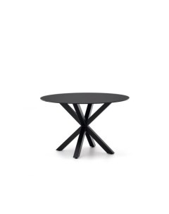Круглый стол с с черным стеклом и черными стальными ножками O 120 см La forma (ex julia grup)