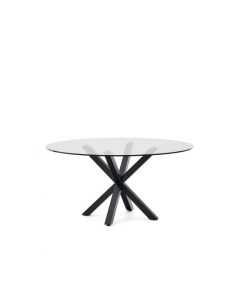 Круглый стеклянный стол Argo и стальные ножки с черной отделкой O 150 см La forma (ex julia grup)