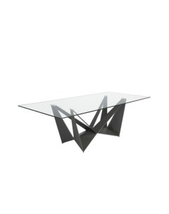 Прямоугольный обеденный стол 1128 CT2061 RECT NE 180xx95 стеклянный с черными ножками Angel cerda