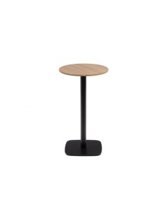 Dina Высокий круглый стол из меламина с натуральной отделкой и черной металлической ножкой O60x96 La forma (ex julia grup)