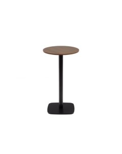 Dina Высокий круглый стол из меламина с ореховой отделкой и черной металлической ножкой O60x96 La forma (ex julia grup)