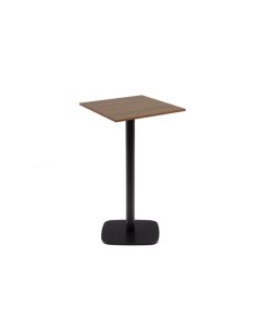 Dina высокий стол из меламина с ореховой отделкой и металлической черной ножкой 60x60x96 La forma (ex julia grup)