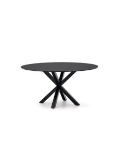 Круглый стол Argo с черным стеклом и черными стальными ножками O 150 см La forma (ex julia grup)