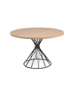 Круглый стол из меламина Niut O 120 см с натуральной отделкой и стальными черными ножками La forma (ex julia grup)