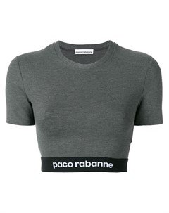 Paco rabanne укороченная футболка с принтом логотипа xs серый Paco rabanne