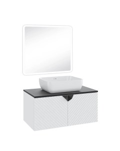 Мебель для ванной комнаты Андора 85 см белый матовый черный Runo