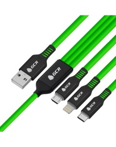 Кабель USB Lightning 8 pin Micro USB USB Type C 2 4А 1 3 м зеленый GCR 54250 Greenconnect