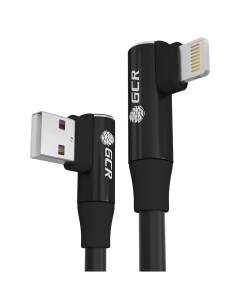 Кабель USB Lightning 8 pin MFi угловой угловой быстрая зарядка 2 4А 25 см черный Premium GCR 53446 Greenconnect