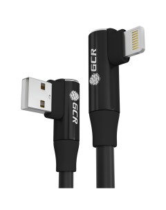 Кабель USB Lightning 8 pin MFi угловой угловой быстрая зарядка 2 4А 30 см черный Premium GCR 53916 Greenconnect