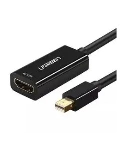 Кабель переходник адаптер Mini DisplayPort M HDMI 19F 4K экранированный 18 см черный MD112 40360 Ugreen