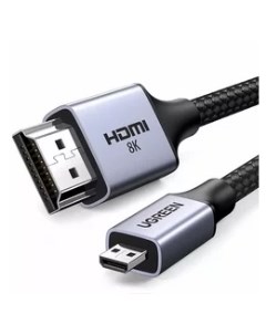 Кабель переходник адаптер HDMI 19M micro HDMI M 4K 8K экранированный 1 м серый HD164 15516 Ugreen