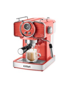 Кофеварка рожковая КТ 7125 1 1 47 кВт кофе молотый 1 8 л ручной капучинатор дисплей красный КТ 7125  Kitfort