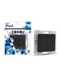 Выключатель Pixel TKE PX V2I C14 2кл индикатор подсветка скрытый монтаж механизм с накладкой без рам Tokov electric
