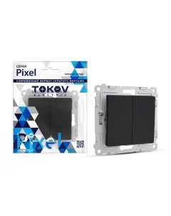 Выключатель Pixel TKE PX V2 C14 2кл скрытый монтаж механизм с накладкой без рамки карбон TKE PX V2 C Tokov electric
