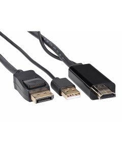 Кабель переходник адаптер HDMI 19M USB 2 0 AM DisplayPort M 4K 1 8 м черный CG599AC 1 8M CG599AC 1 8 Vcom