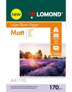 Фотобумага A4 170 г м матовая 100 листов односторонняя 0102067 для струйной печати Lomond