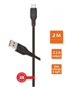 Кабель USB Micro USB быстрая зарядка 2 1А 2 м черный GP01M 2M 00 00022773 Gopower