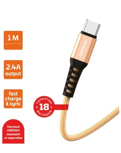 Кабель USB USB Type C быстрая зарядка 2 4А 1 м золотистый GP02T 00 00022793 Gopower