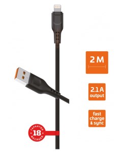Кабель USB Lightning 8 pin быстрая зарядка 2 1А 2 м черный GP01L 2M 00 00022777 Gopower