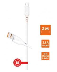 Кабель USB Micro USB быстрая зарядка 2 1А 2 м белый GP01M 2M 00 00022772 Gopower