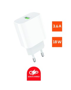 Сетевое зарядное устройство GPQC07 18 Вт USB EU Quick Charge белый 00 00022767 Gopower