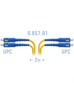 Патч корд оптический PC SC UPC DPX A 2m SC UPC SC UPC одномодовый 9 125 G 657 A1 двойной 2 м LSZH же Snr