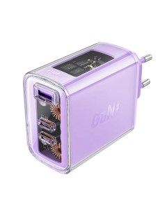 Сетевое зарядное устройство Sparkling A45 65 Вт USB 2xUSB type C Quick Charge 3 6А фиолетовый AF A45 Acefast
