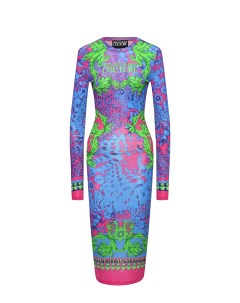 Трикотажное платье с орнаментом Versace Versace jeans couture