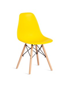 Стул ТС Cindy Chair пластиковый с ножками из бука желтый 45х51х82 см Tc