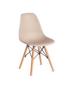 Стул ТС Cindy Chair пластиковый с ножками из бука бежевый 45х51х82 см Tc