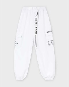 Белые брюки Cargo Jogger с эластичным поясом и фастексом Gloria jeans