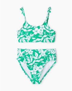 Зелёный раздельный купальник с цветочным принтом Gloria jeans