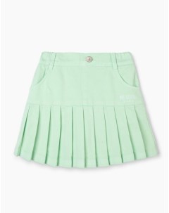 Зелёная джинсовая юбка мини со складками для девочки Gloria jeans